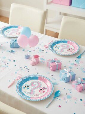 Forum Novelties Owl Gender Reveal Plates Baby Shower Party Supplies 8 Count